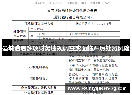 曼城遭遇多项财务违规调查或面临严厉处罚风险 曼城遭遇多项财务违规调查或面临严厉处罚风险